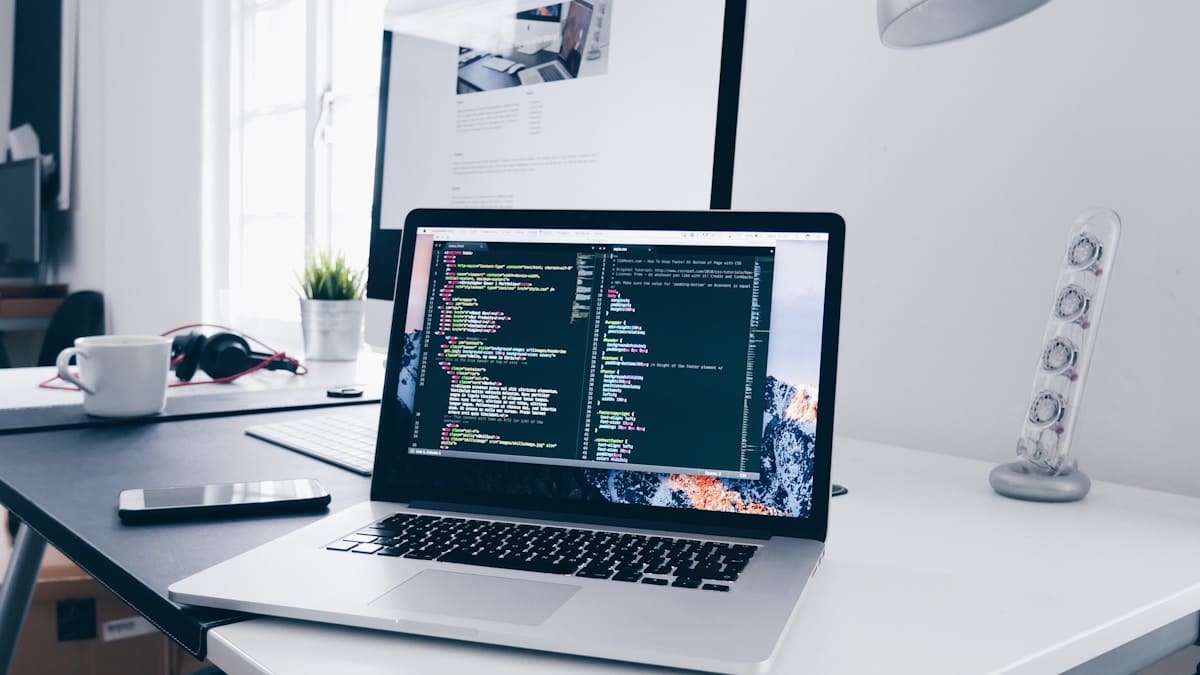 Laptop on desk—power-user file management and Android productivity context for MiXplorer vs Solid Explorer
